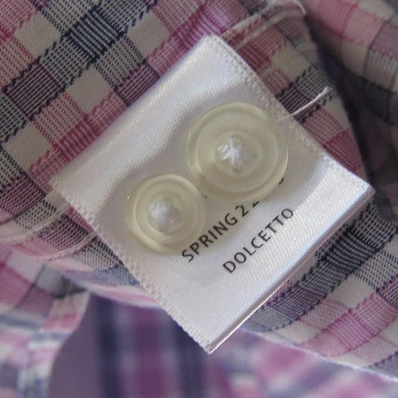 UNTUCKit Men's Wrinkle-Free Dolcetto Shirt Pink Blue & White Check Sz M EUC Read - Picture 13 of 13